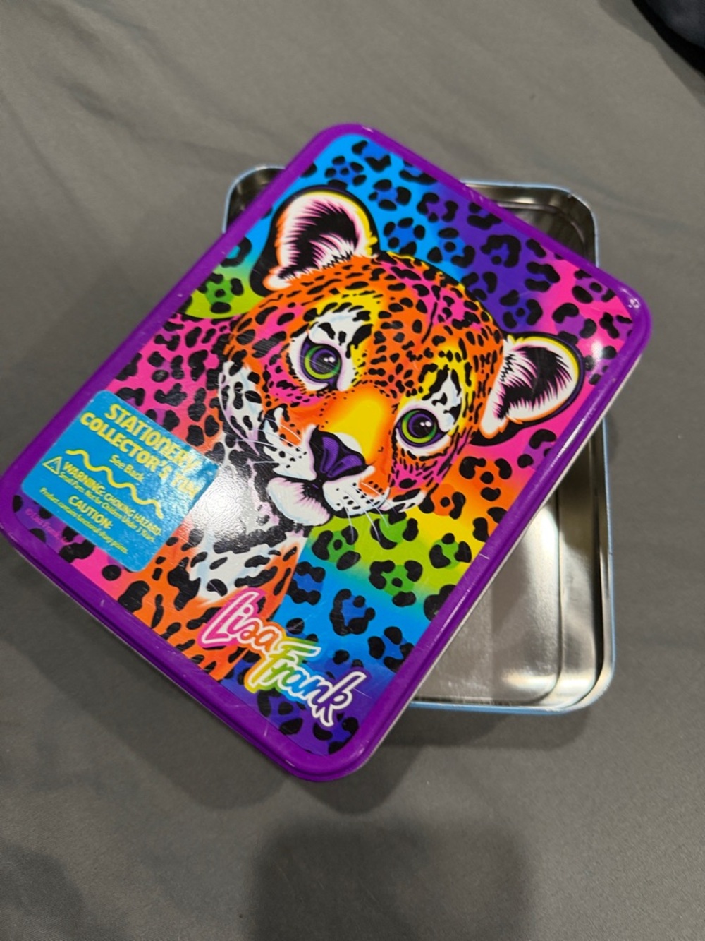 Rare vintage Lisa Frank Rainbow Leopard Tin Box - Vibrant Multicolor